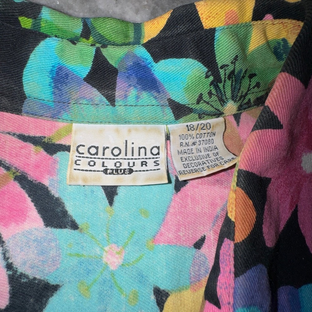 Vintage Carolina Colours 18/20 XL Colorful Floral Blazer Top Sequins Vacation - Picture 4 of 7